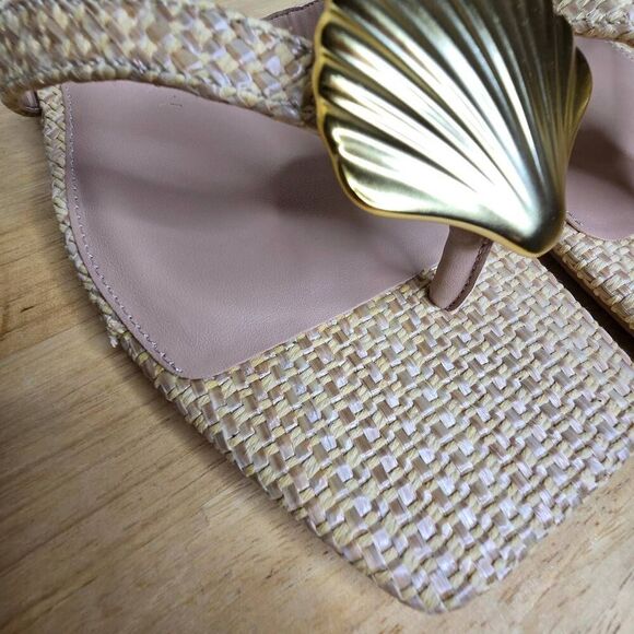 Katy Perry The Camie Shell Sandal Natural Woven Size 8 - Picture 4 of 13